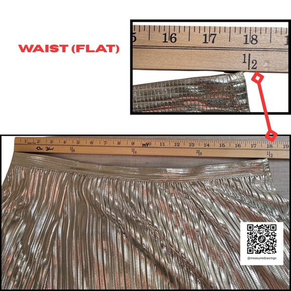 Anthropologie (Size 14 - EUC) Gigi Silver Metallic Pleated Midi Skirt - Picture 11 of 12